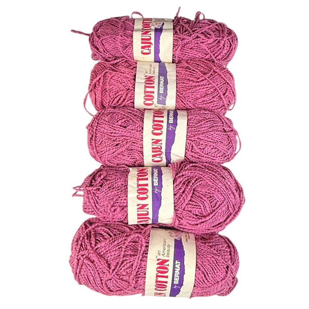 Bernat Cajun Cotton Yarn Antique Lilac 36352 Lot J 5 Skeins 100% Cotton Vintage
